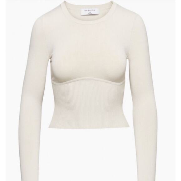 Aritzia Babaton Refinery Sculpt Knit Cream Color Size Large - Picture 1 of 7